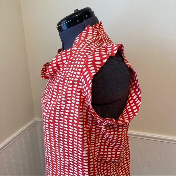 VINTAGE CABI Madeline Cap Blouse Coral/White L #294 NEARLY NEW - Picture 4 of 6